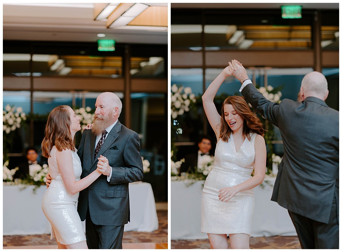 bride parent dance for downtown Carmel Elopement