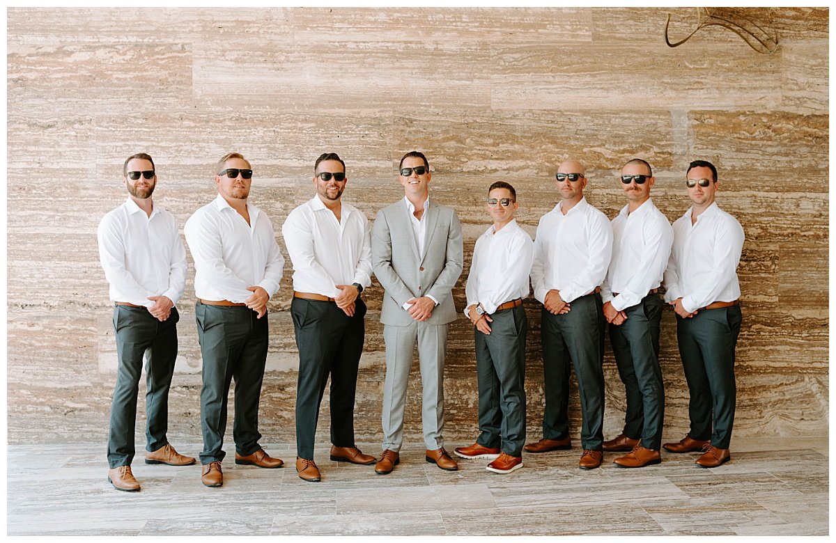 groomsmen for spring destination wedding at the Secrets Bahia Mita Surf and Sand Resort