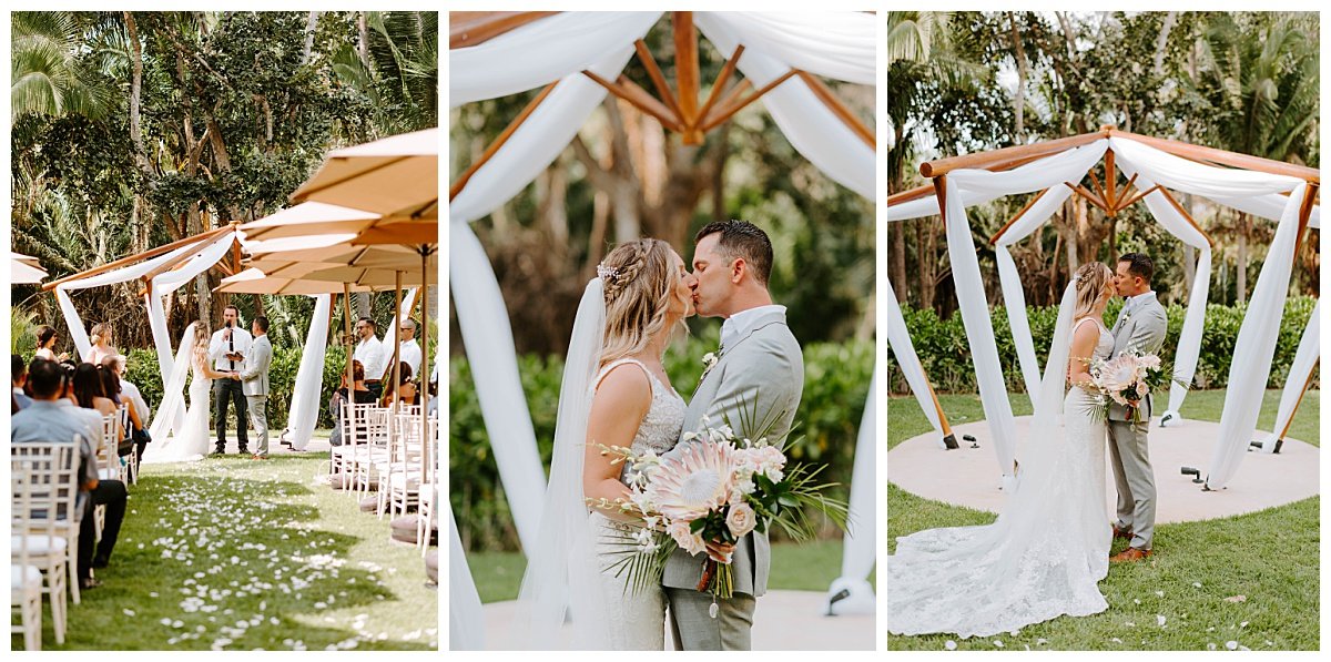 bride and groom for spring destination wedding at the Secrets Bahia Mita Surf and Sand Resort