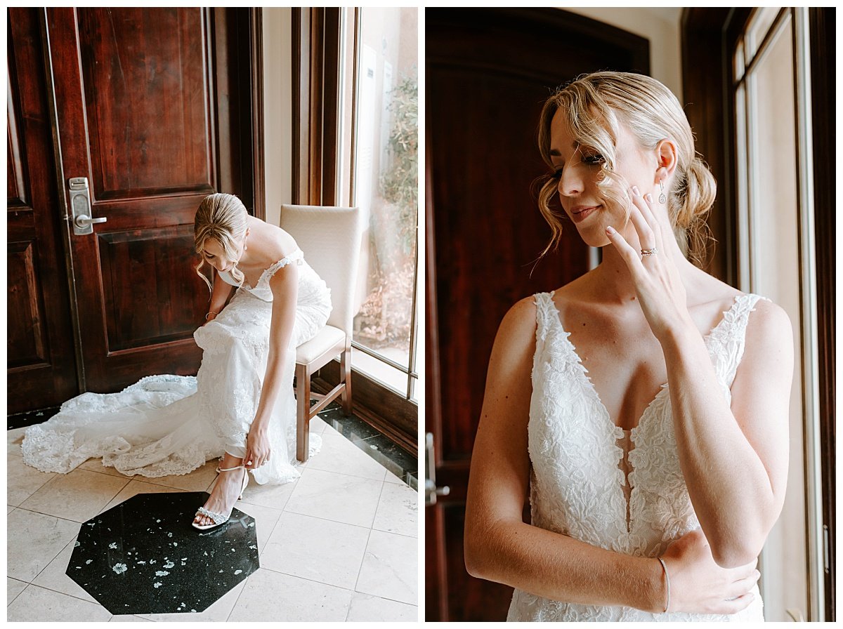 bride getting ready for wedding at the south coast winery