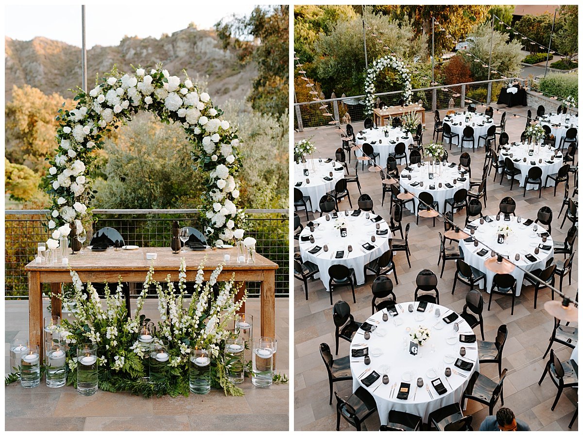 black and white wedding decor for Classic Wedding at The Ranch at Laguna Beach