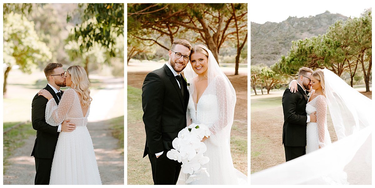 bride and groom first look for Classic Wedding at The Ranch at Laguna Beach