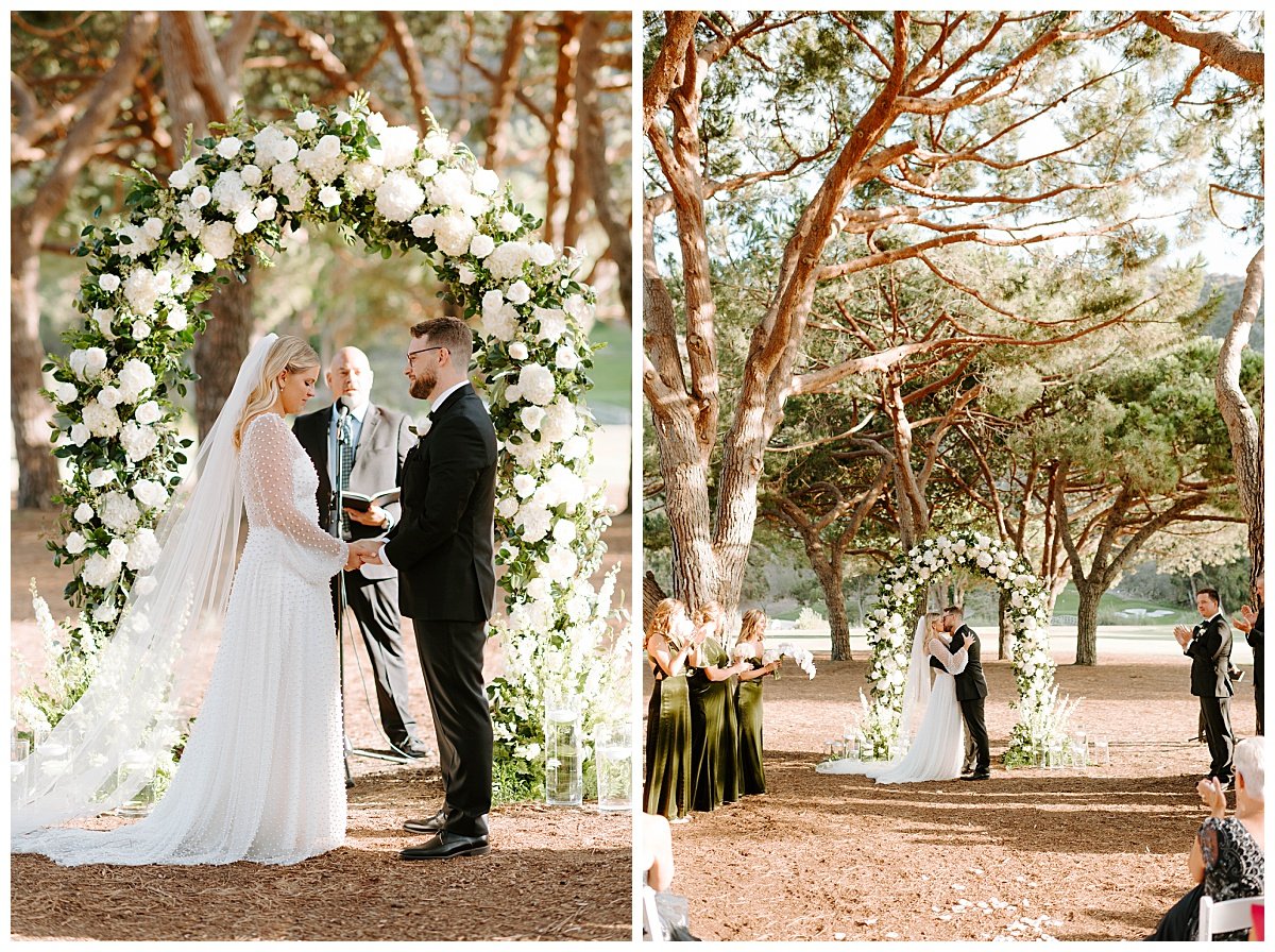 bride and groom saying i do for Classic Wedding at The Ranch at Laguna Beach