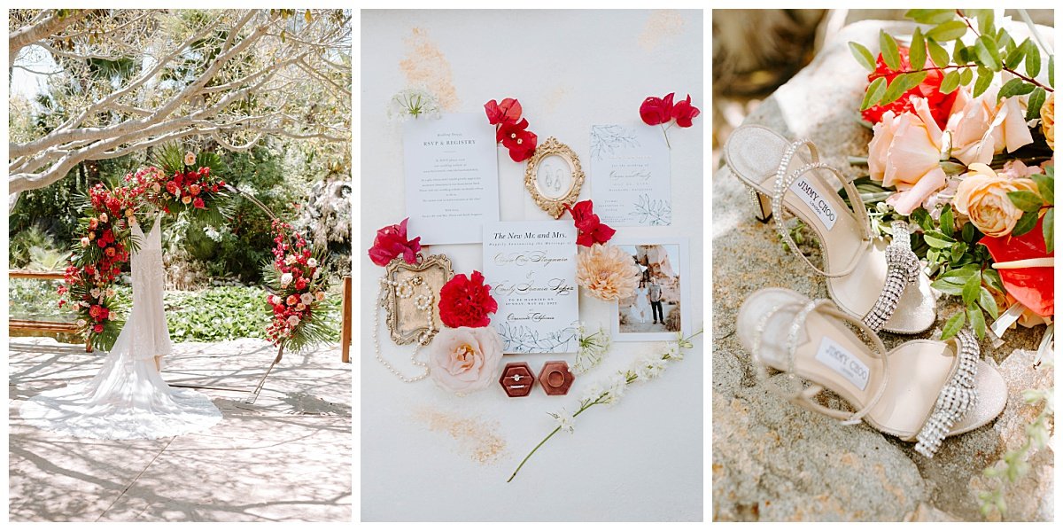 red and pink color palette for spring wedding at the botanica wedding trademark venues in oceanside california