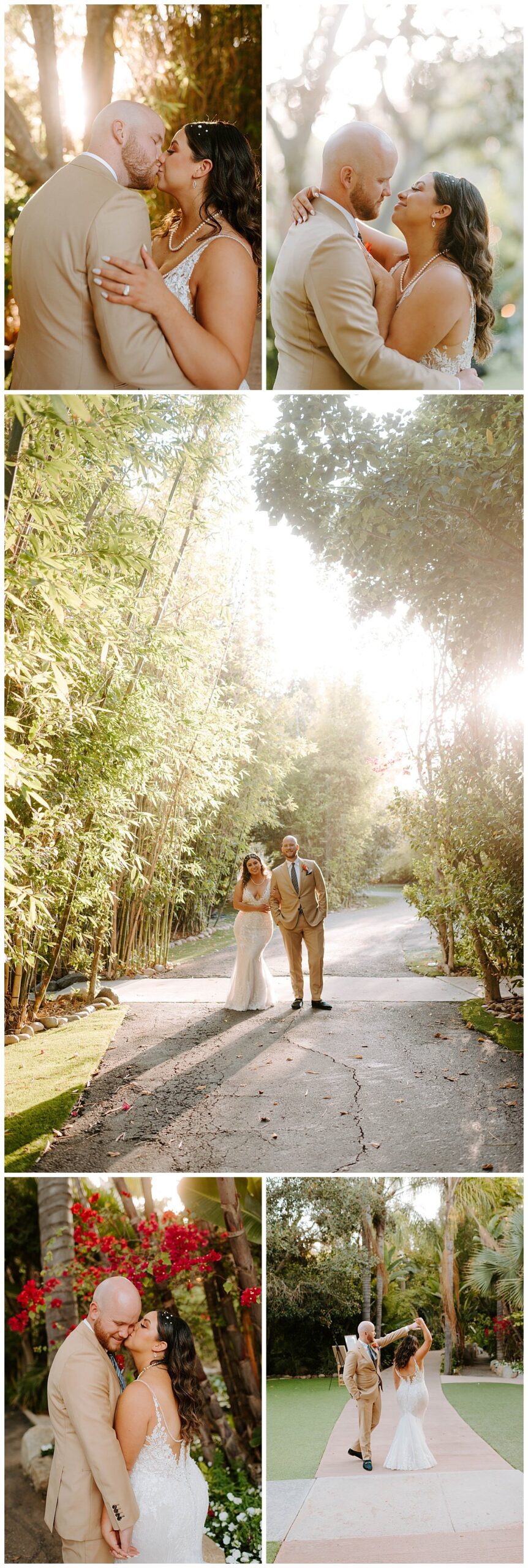 bride and groom photography poses for spring wedding at the botanica wedding trademark venues in oceanside california