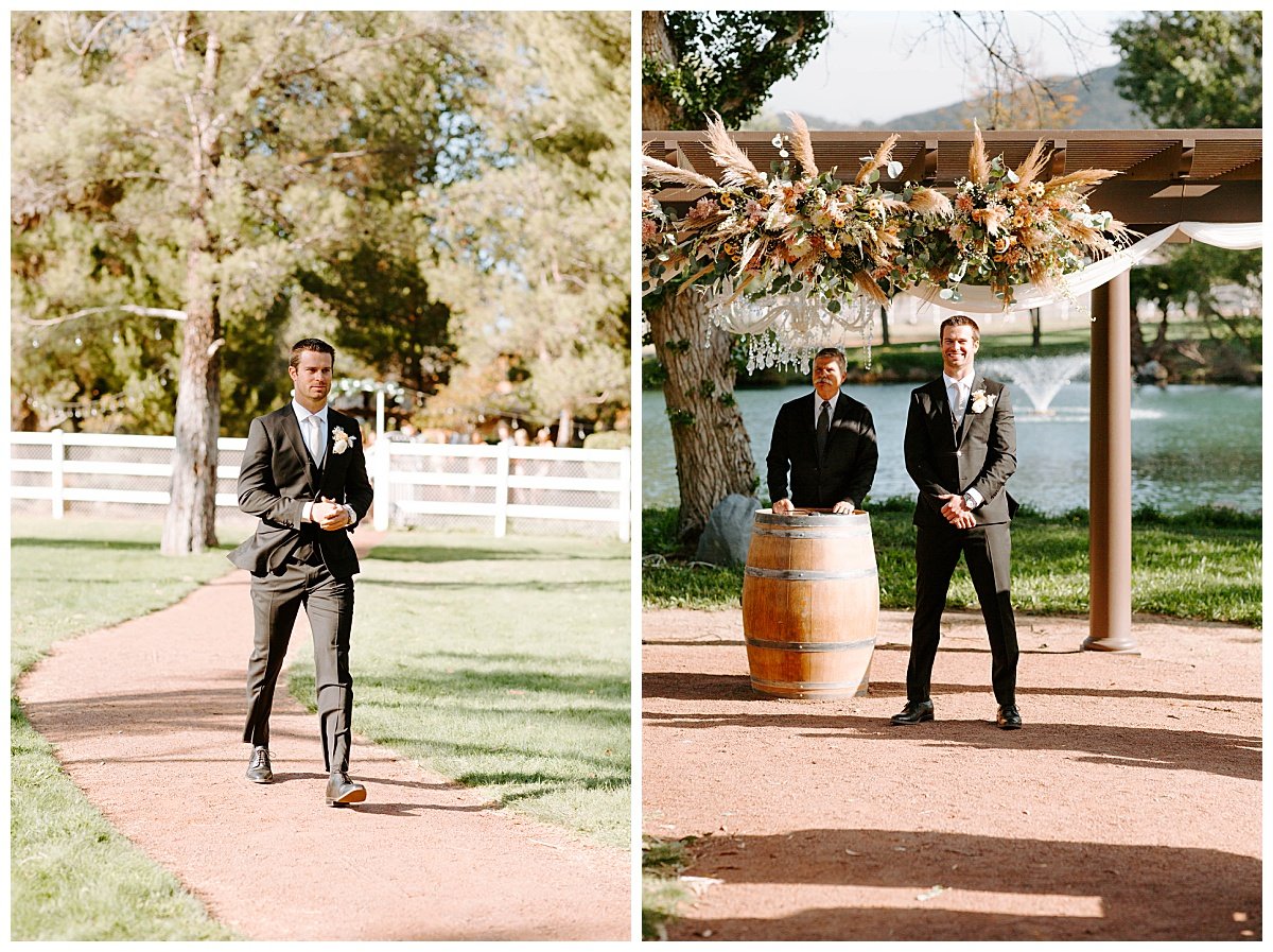 GROOM READY FOR THE CEREMONY FOR SPRING WEDDING AT HAWK RANCH WEDDING VENUE