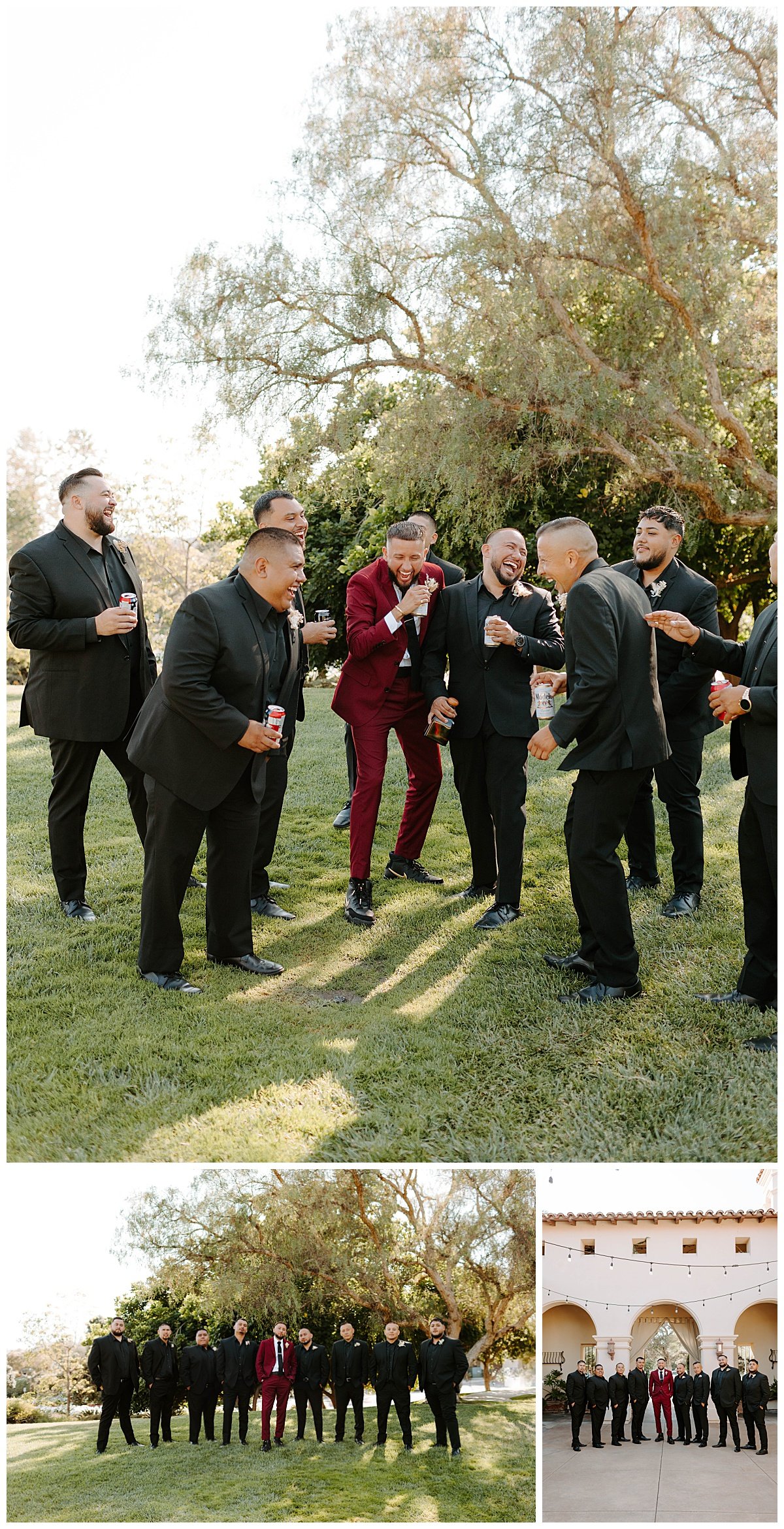 GROOMSMEN IN BLACK SUITS FOR SUMMER WEDDING AT THE TALEGA GOLF CLUB