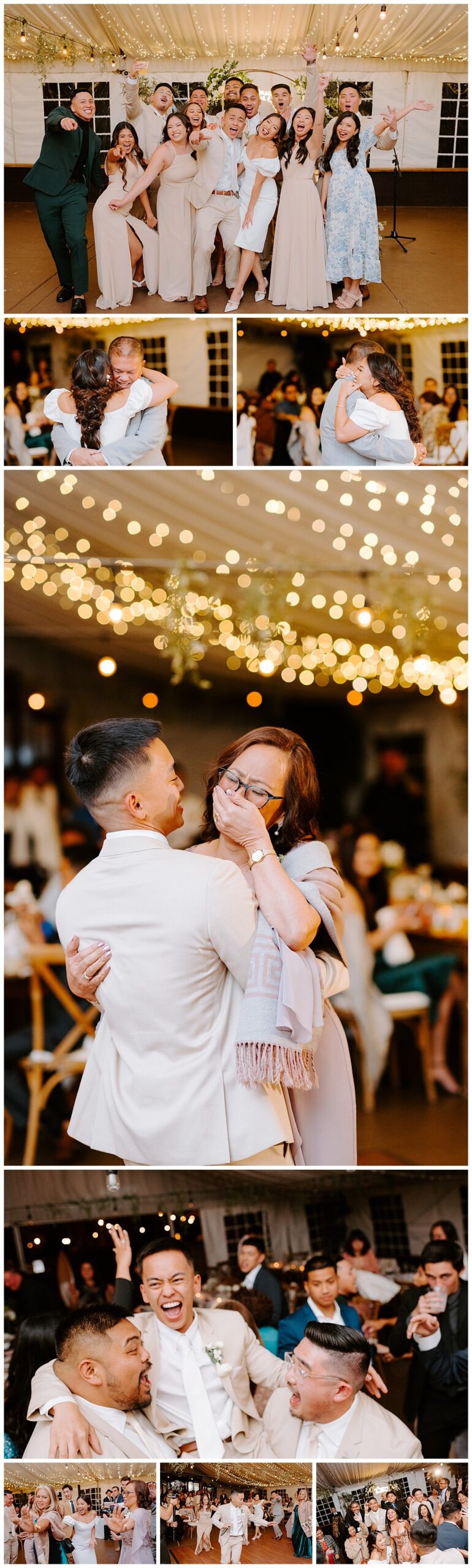 dancing at the wedding reception for winter wedding at the botanica wedding trademark venue in oceanside