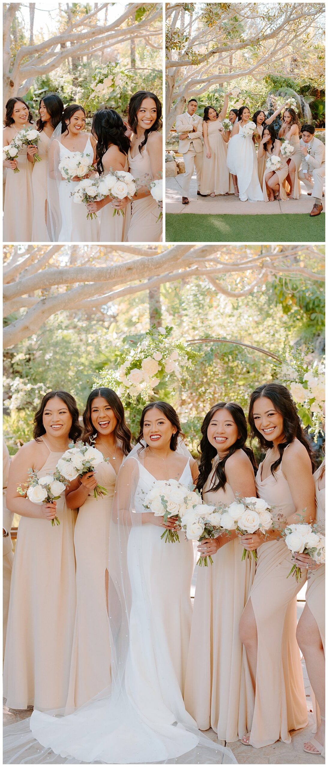 bridesmaids photos for winter wedding at the botanica wedding trademark venue in oceanside