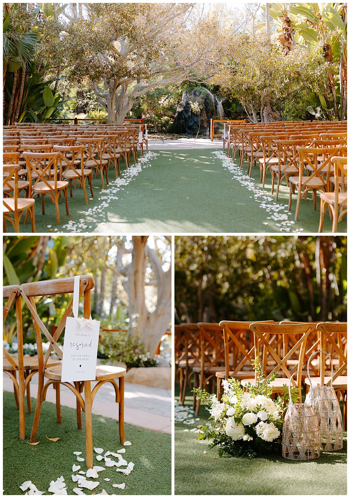 outdoor wedding ceremony decor winter wedding at the botanica wedding trademark venue in oceanside