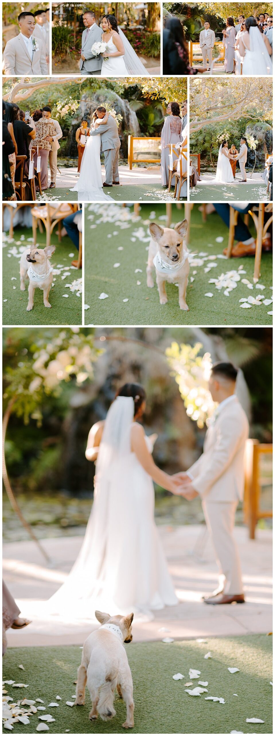 bride and groom say I do at the altar at winter wedding at the botanica wedding trademark venue in oceanside